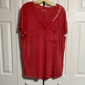 Peace & Pearls lightweight cotton beach V-Neck Good Vibes Tee shirt top size XXL